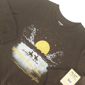 NEW Wrangler Retro Western Graphic Sweatshirt Womens XL Cowgirl Mountains Horses